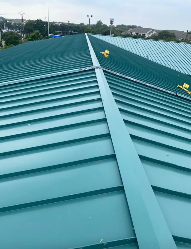Green commercial metal roof ridge and valley for Metal Roof Repair in Harrisburg